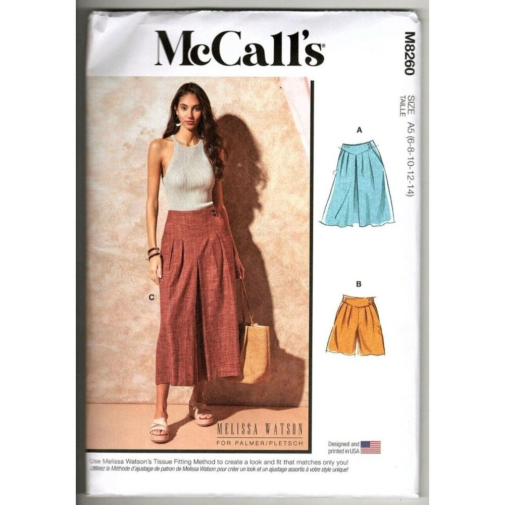 McCall's M8260 Misses 6 to 14 Skirt, Shorts and Pants Uncut Sewing Pattern New